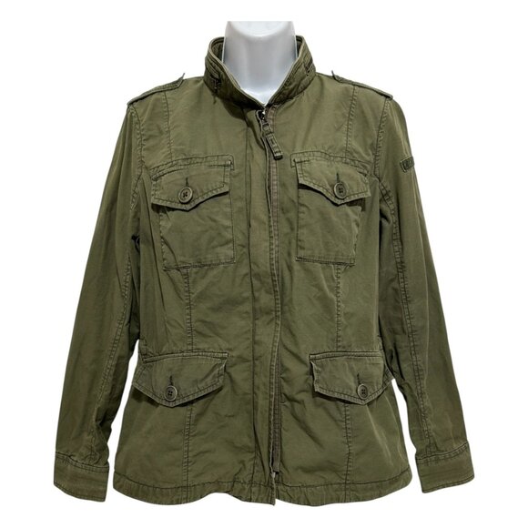 Abercrombie & Fitch Womens Medium Olive Green Utility Jacket Pockets Military - Picture 1 of 12